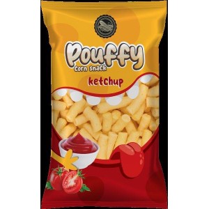 Pouffy Corn snack Ketchup flavor